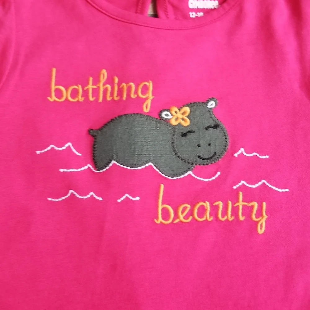 Gymboree Bathing Beauty Hippo 3 Piece Outfit